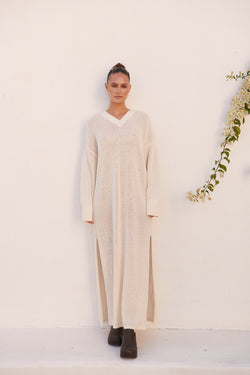 The Maia Long Knitted Dress White